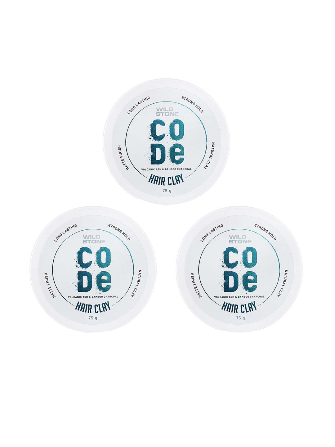 Wild stone Men Set of 3 Code Matte Finish Hair Styling Clay with Volcanic Ash - 75 g Each, White
Wild stone Men Set of 3 Code Matte Finish Hair Styling Clay with Volcanic Ash - 75 g Each, White