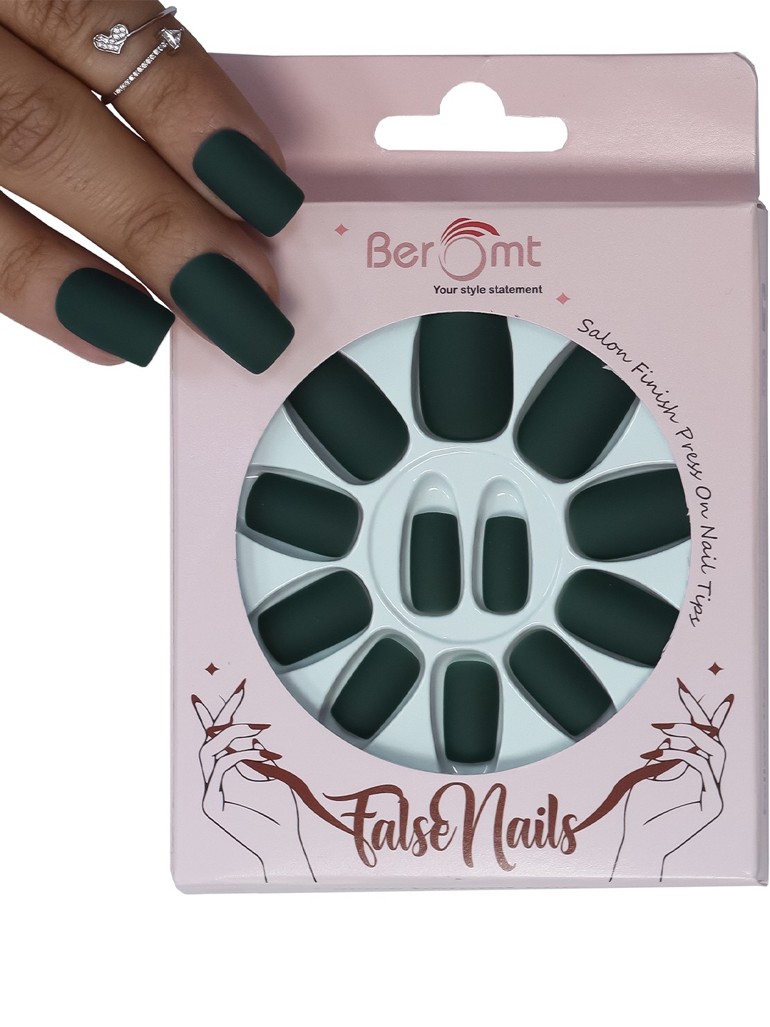 BEROMT 12 Pcs Long-Lasting Premium Matte Salon Finish Press On Nails - Shade 525, Black
BEROMT 12 Pcs Long-Lasting Premium Matte Salon Finish Press On Nails - Shade 525, Black