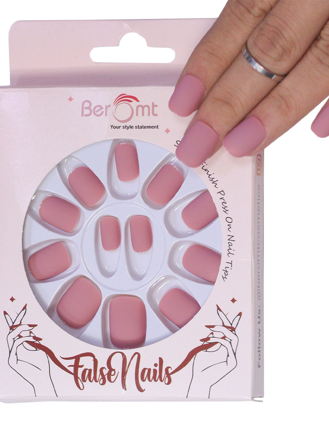 BEROMT 12 Pcs Long-Lasting Premium Matte Salon Finish Press On Nails - Shade 454, Pink
BEROMT 12 Pcs Long-Lasting Premium Matte Salon Finish Press On Nails - Shade 454, Pink