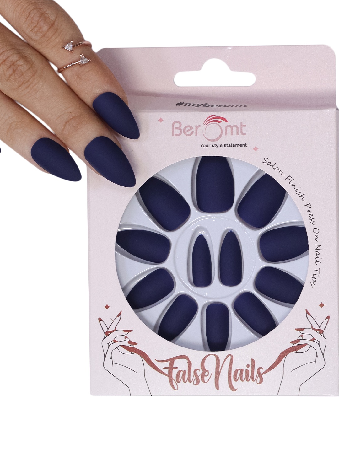 BEROMT 12 Pcs Long-Lasting Reusable Lightweight Salon Finish Press on Nail Tips-406, Navy blue
BEROMT 12 Pcs Long-Lasting Reusable Lightweight Salon Finish Press on Nail Tips-406, Navy blue