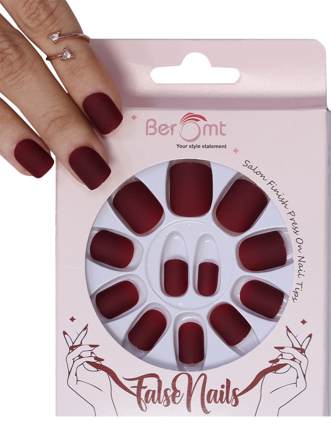 BEROMT 12 Pcs Long-Lasting Premium Matte Salon Finish Press On Nails - Shade 468, Maroon
BEROMT 12 Pcs Long-Lasting Premium Matte Salon Finish Press On Nails - Shade 468, Maroon