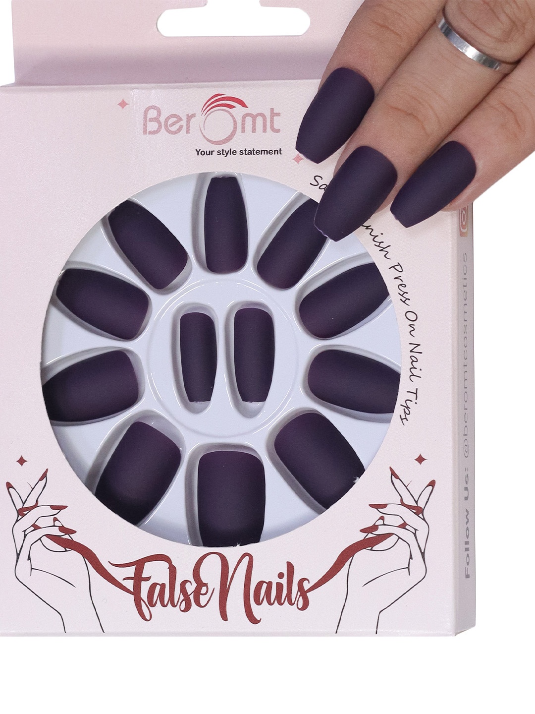 BEROMT 12 Pcs Long-Lasting Reusable Lightweight Salon Finish Press on Nail Tips-414, Purple
BEROMT 12 Pcs Long-Lasting Reusable Lightweight Salon Finish Press on Nail Tips-414, Purple