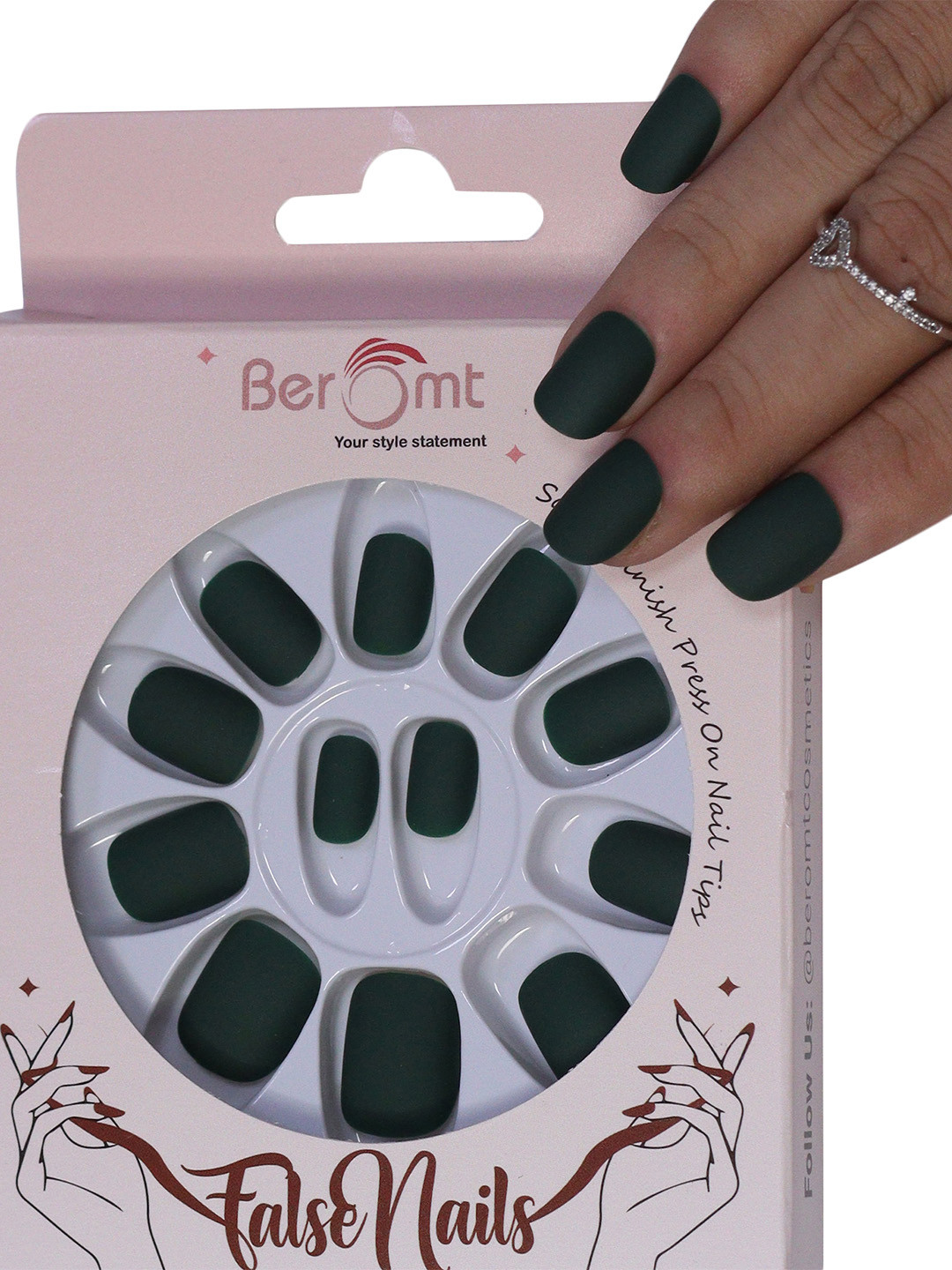 BEROMT 12 Pcs Long-Lasting Premium Matte Salon Finish Press On Nails - Shade 499, Green
BEROMT 12 Pcs Long-Lasting Premium Matte Salon Finish Press On Nails - Shade 499, Green