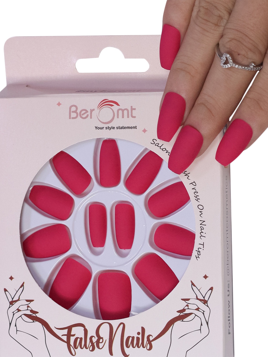 BEROMT 12 Pcs Long-Lasting Premium Matte Salon Finish Press On Nails - Shade 498, Red
BEROMT 12 Pcs Long-Lasting Premium Matte Salon Finish Press On Nails - Shade 498, Red