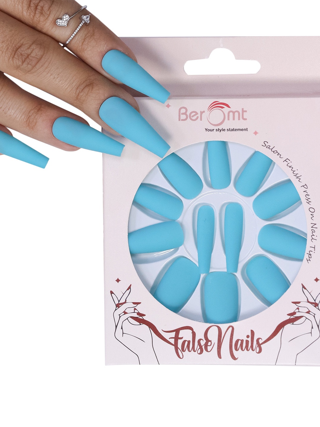 BEROMT 12 Pcs Long-Lasting Reusable Lightweight Salon Finish Press on Nail Tips-539, Turquoise blue
BEROMT 12 Pcs Long-Lasting Reusable Lightweight Salon Finish Press on Nail Tips-539, Turquoise blue