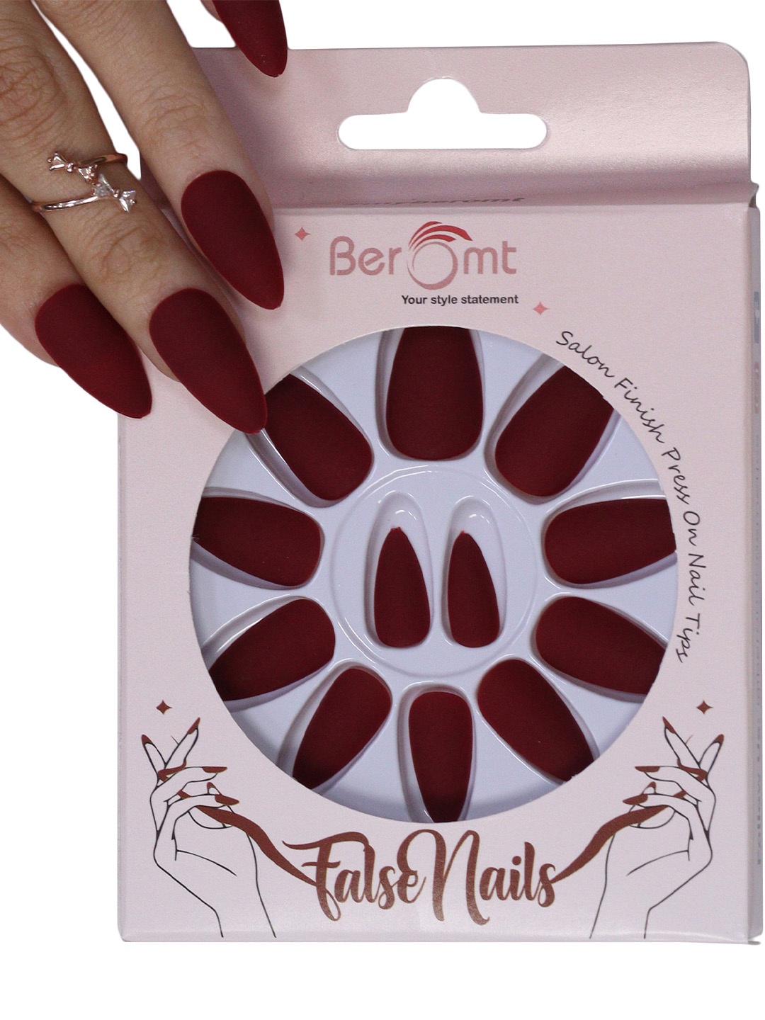 BEROMT 12 Pcs Long-Lasting Premium Matte Salon Finish Press On Nails - Shade 564, Maroon
BEROMT 12 Pcs Long-Lasting Premium Matte Salon Finish Press On Nails - Shade 564, Maroon