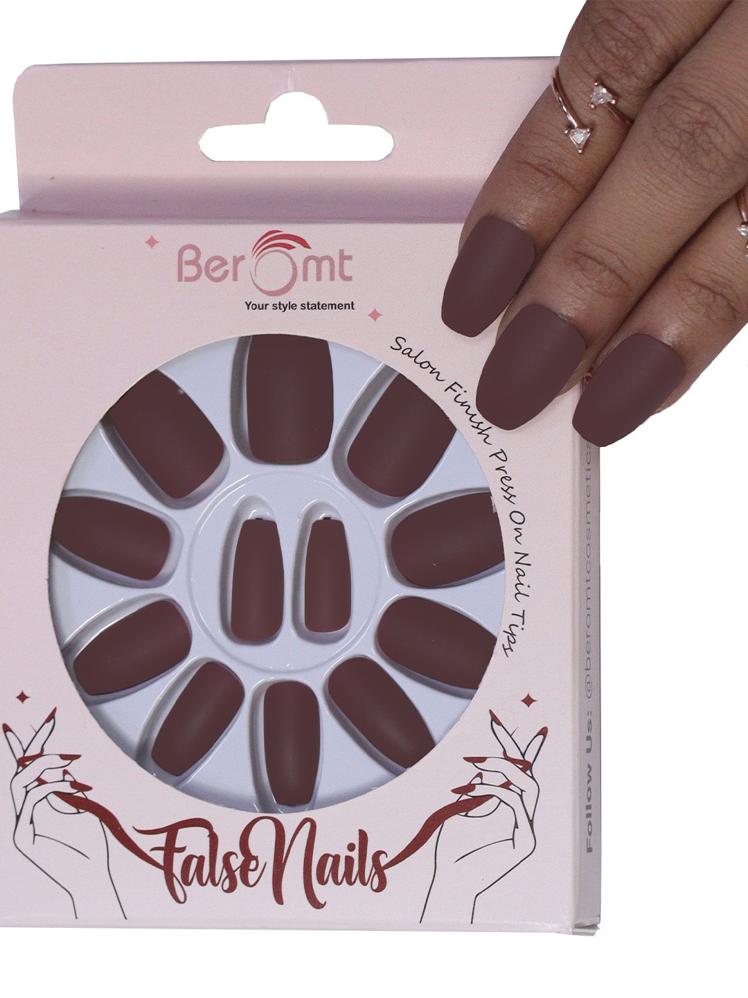 BEROMT 12 Pcs Long-Lasting Premium Matte Salon Finish Press On Nails - Shade 455, Maroon
BEROMT 12 Pcs Long-Lasting Premium Matte Salon Finish Press On Nails - Shade 455, Maroon
