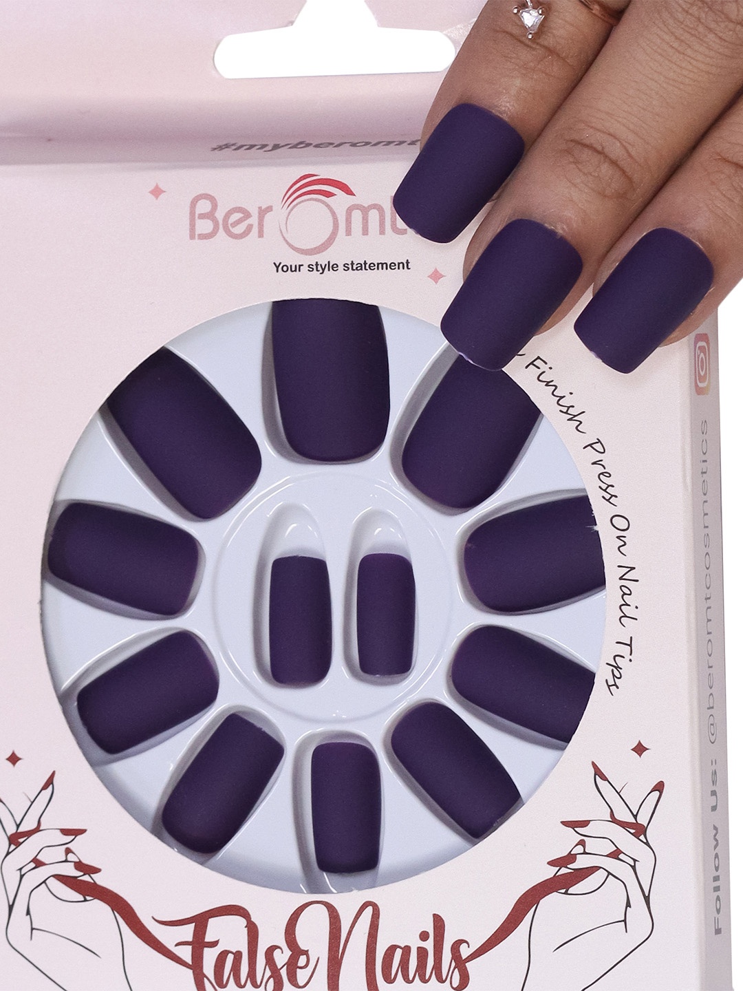 BEROMT 12 Pcs Long-Lasting Premium Matte Salon Finish Press On Nails - Shade 565, Purple
BEROMT 12 Pcs Long-Lasting Premium Matte Salon Finish Press On Nails - Shade 565, Purple