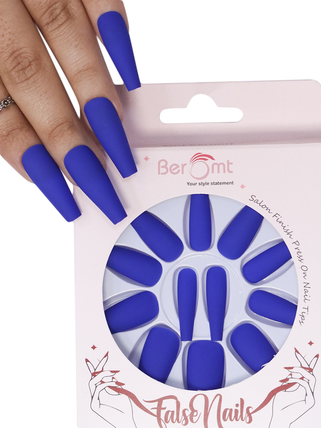 BEROMT 12 Pcs Long-Lasting Reusable Lightweight Salon Finish Press on Nail Tips-419, Blue
BEROMT 12 Pcs Long-Lasting Reusable Lightweight Salon Finish Press on Nail Tips-419, Blue