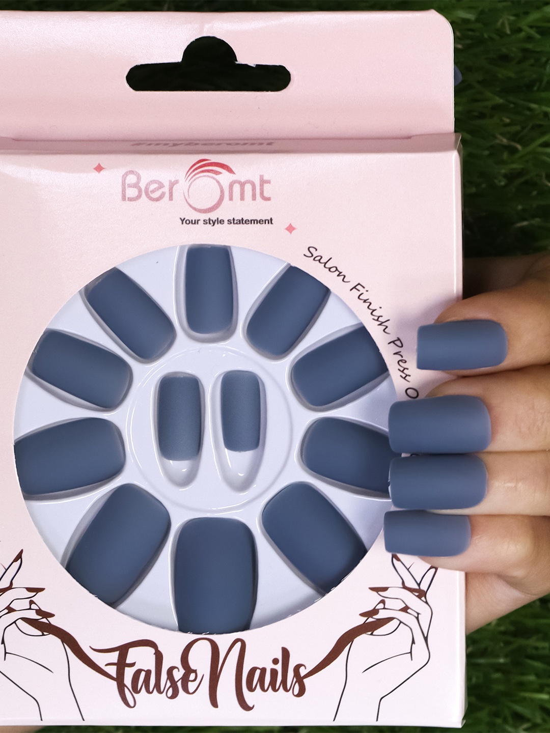 BEROMT 12 Pcs Long-Lasting Reusable Lightweight Salon Finish Press on Nail Tips-425, Grey
BEROMT 12 Pcs Long-Lasting Reusable Lightweight Salon Finish Press on Nail Tips-425, Grey