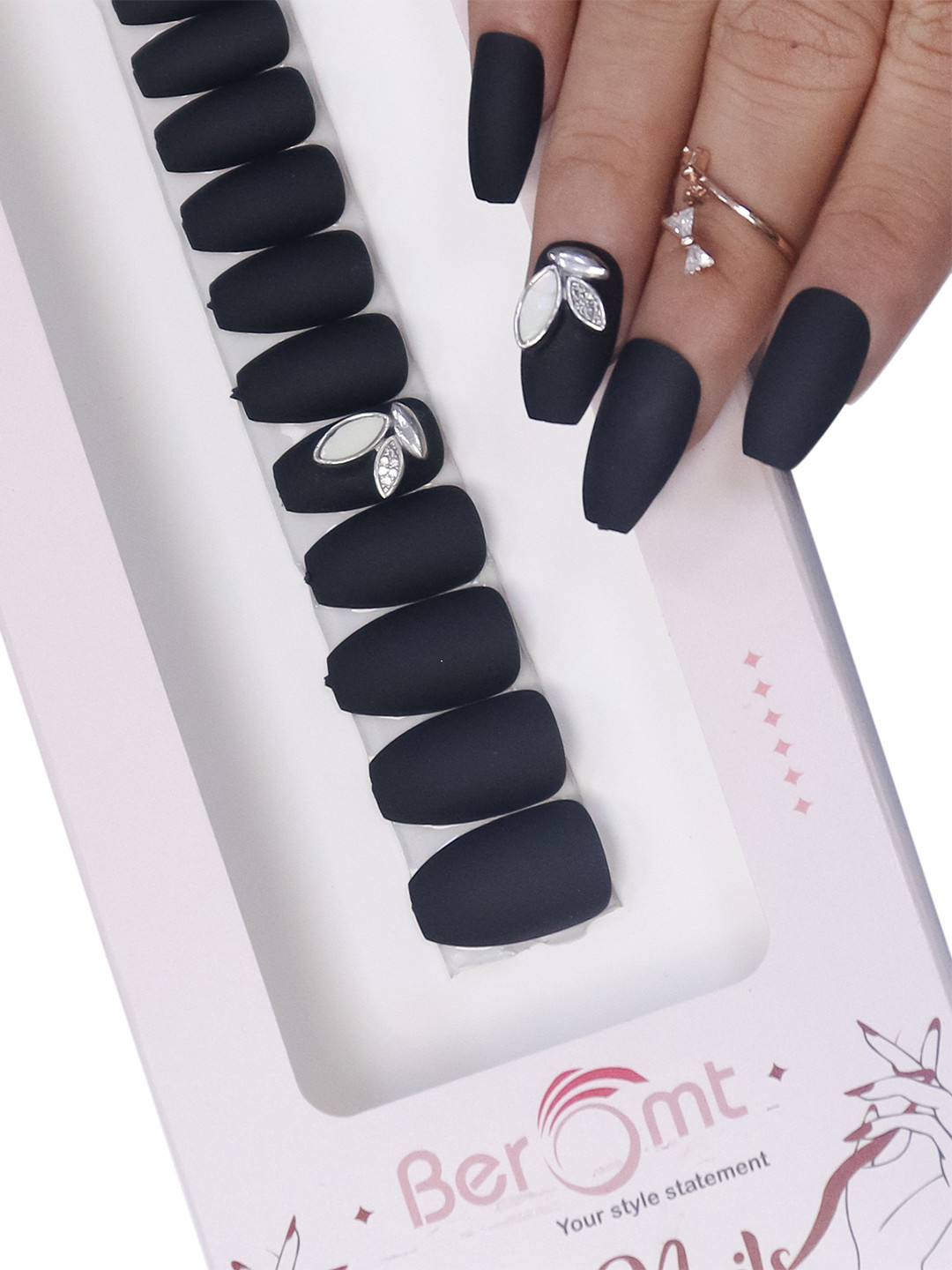BEROMT Salon Finish Butterfly Charm Press-On False Nail Tips Kit - Shade BFNC09BFC, Black
BEROMT Salon Finish Butterfly Charm Press-On False Nail Tips Kit - Shade BFNC09BFC, Black