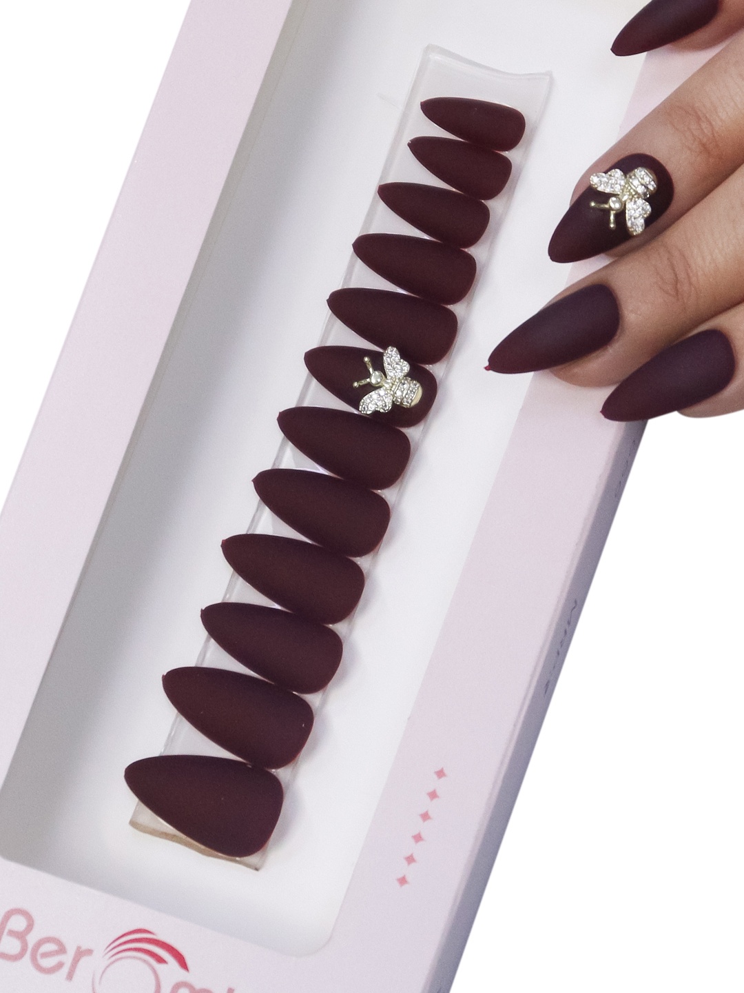BEROMT Salon Finish Butterfly Charm Press-On False Nail Tips Kit - Shade BFNC25BFC, Coffee brown
BEROMT Salon Finish Butterfly Charm Press-On False Nail Tips Kit - Shade BFNC25BFC, Coffee brown