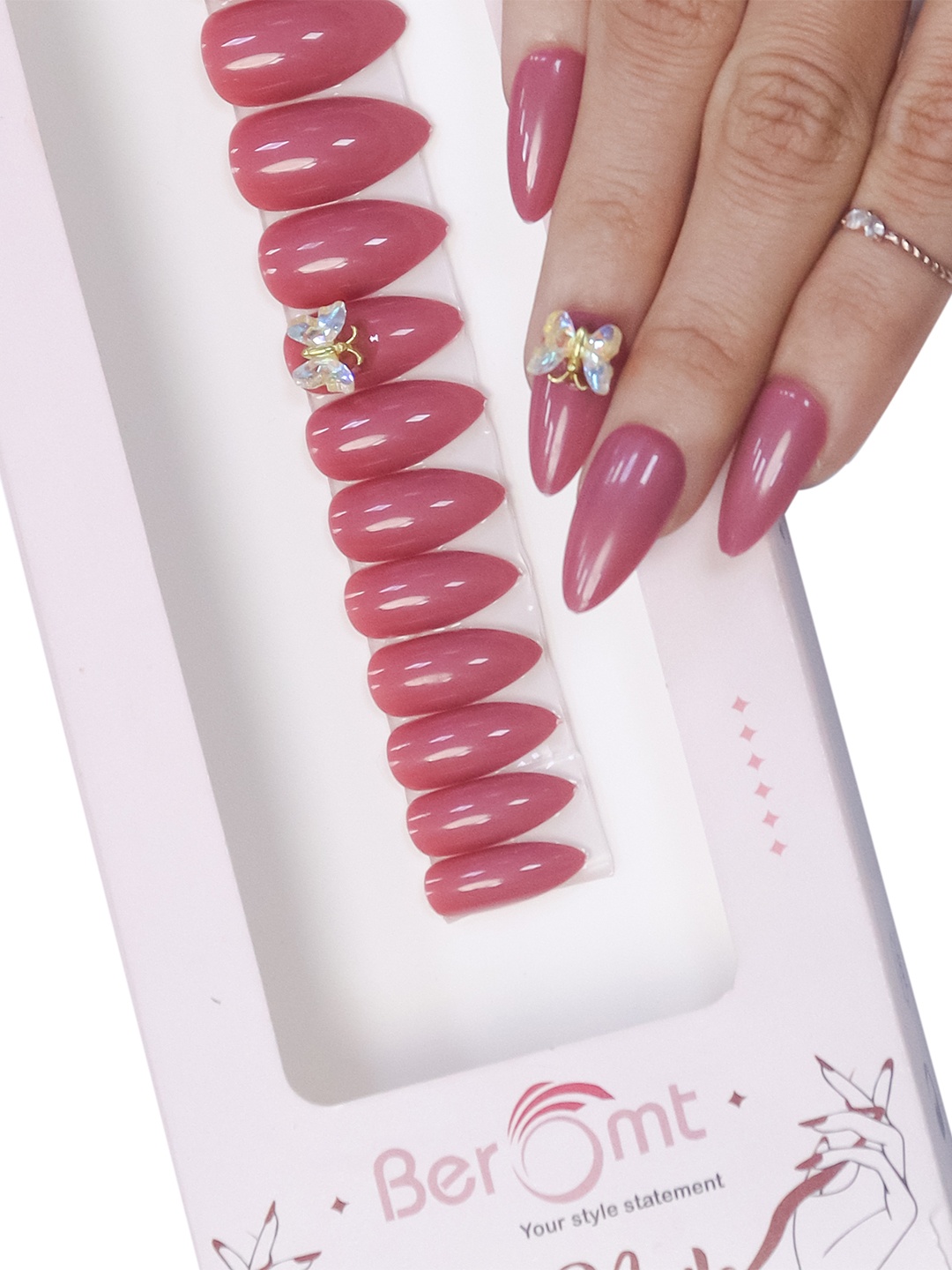 BEROMT Salon Finish Butterfly Charm Press-On False Nail Tips Kit - Shade BFNC06BFC, Purple
BEROMT Salon Finish Butterfly Charm Press-On False Nail Tips Kit - Shade BFNC06BFC, Purple