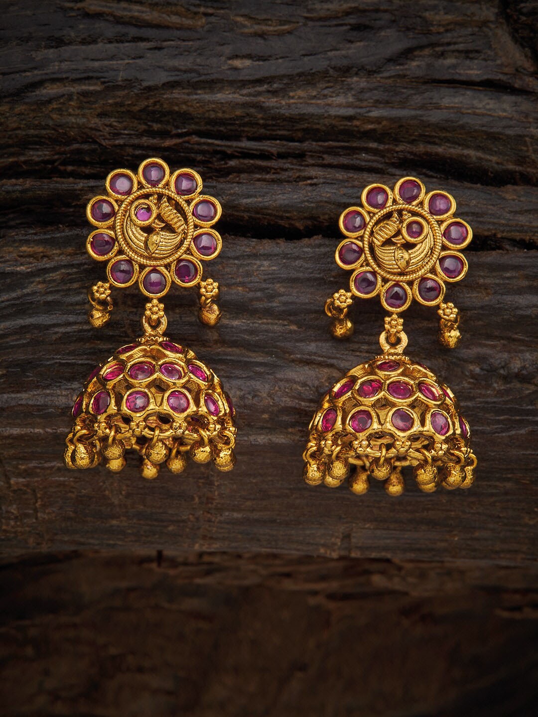 Kushal's Fashion Jewellery Red Floral Jhumkas Earrings