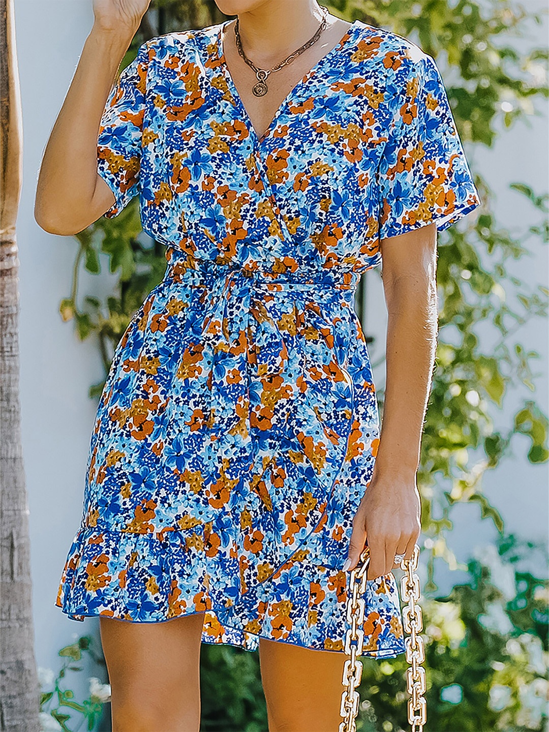 URBANIC Blue Floral Dress