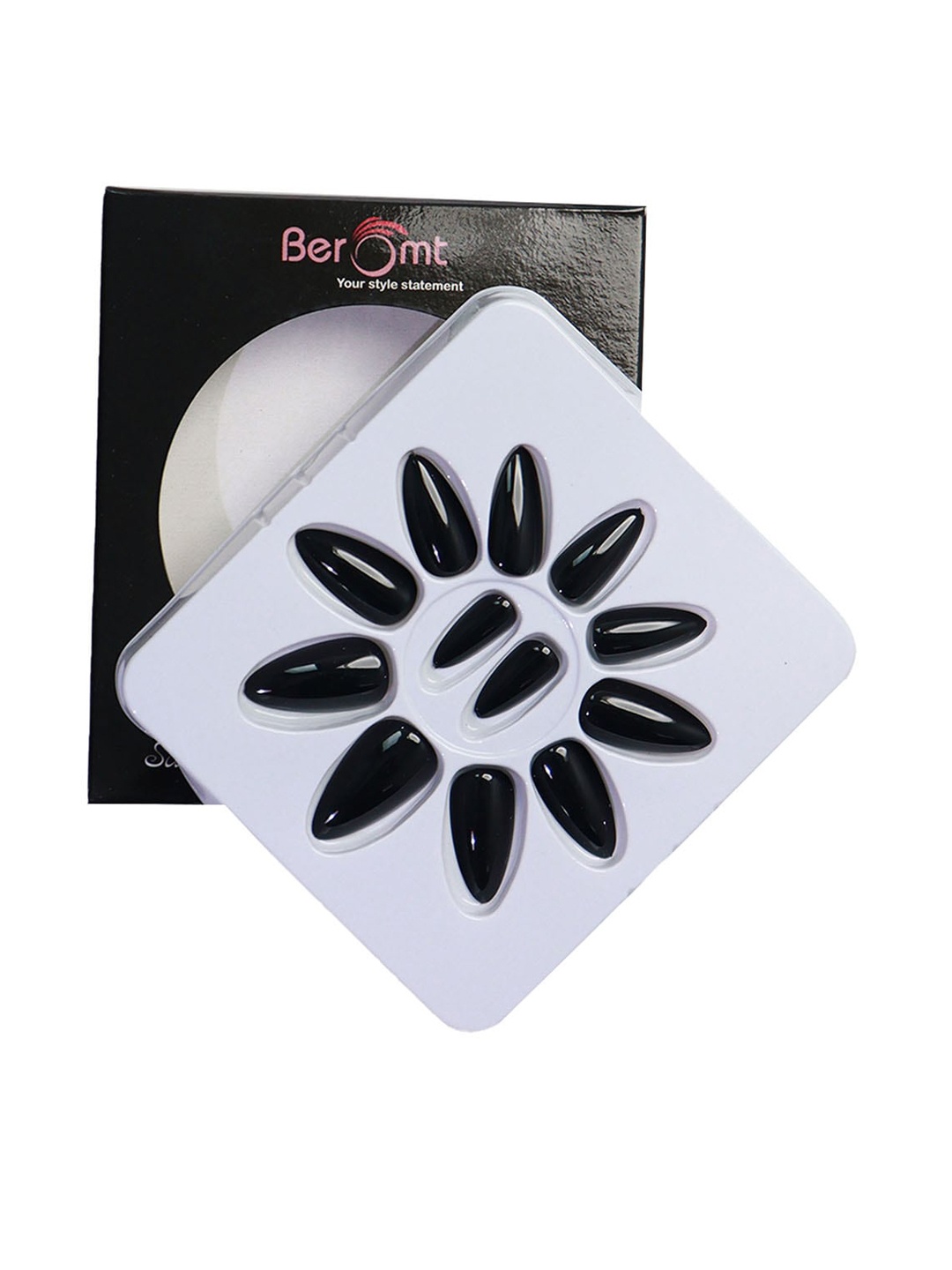 BEROMT 12 Pcs Long-Lasting Reusable Lightweight Salon Finish Press on Nail Tips - 342, Black
BEROMT 12 Pcs Long-Lasting Reusable Lightweight Salon Finish Press on Nail Tips - 342, Black