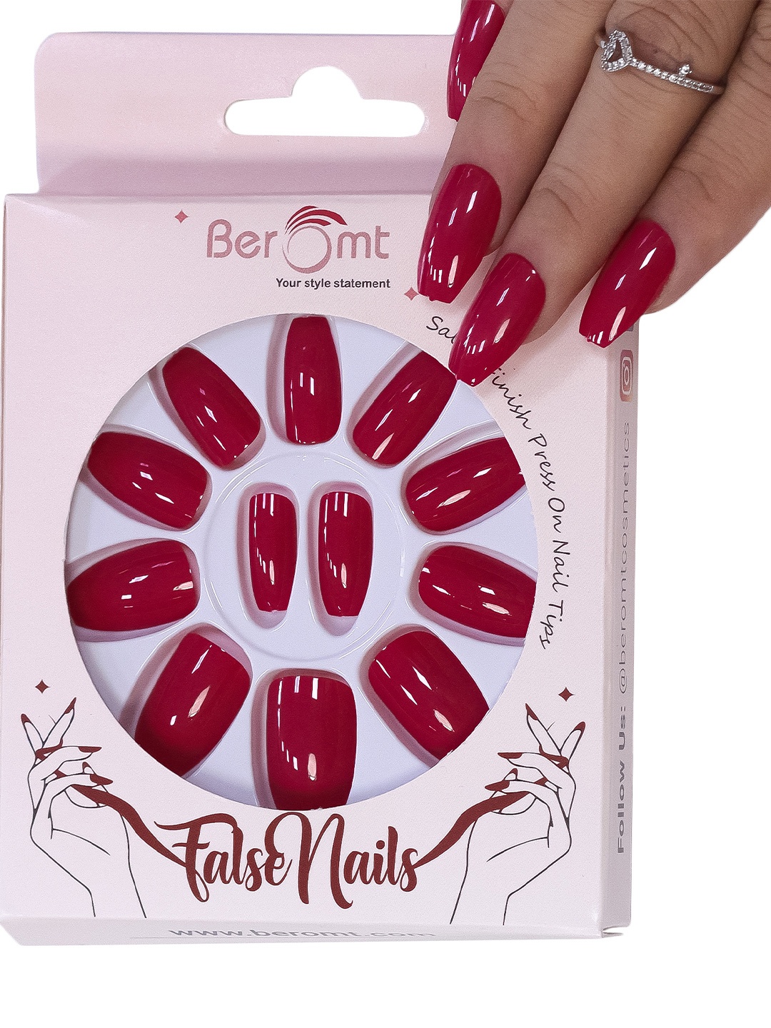 BEROMT 12 Pcs Long-Lasting Reusable Lightweight Salon Finish Press on Nail Tips-433, Fuchsia
BEROMT 12 Pcs Long-Lasting Reusable Lightweight Salon Finish Press on Nail Tips-433, Fuchsia