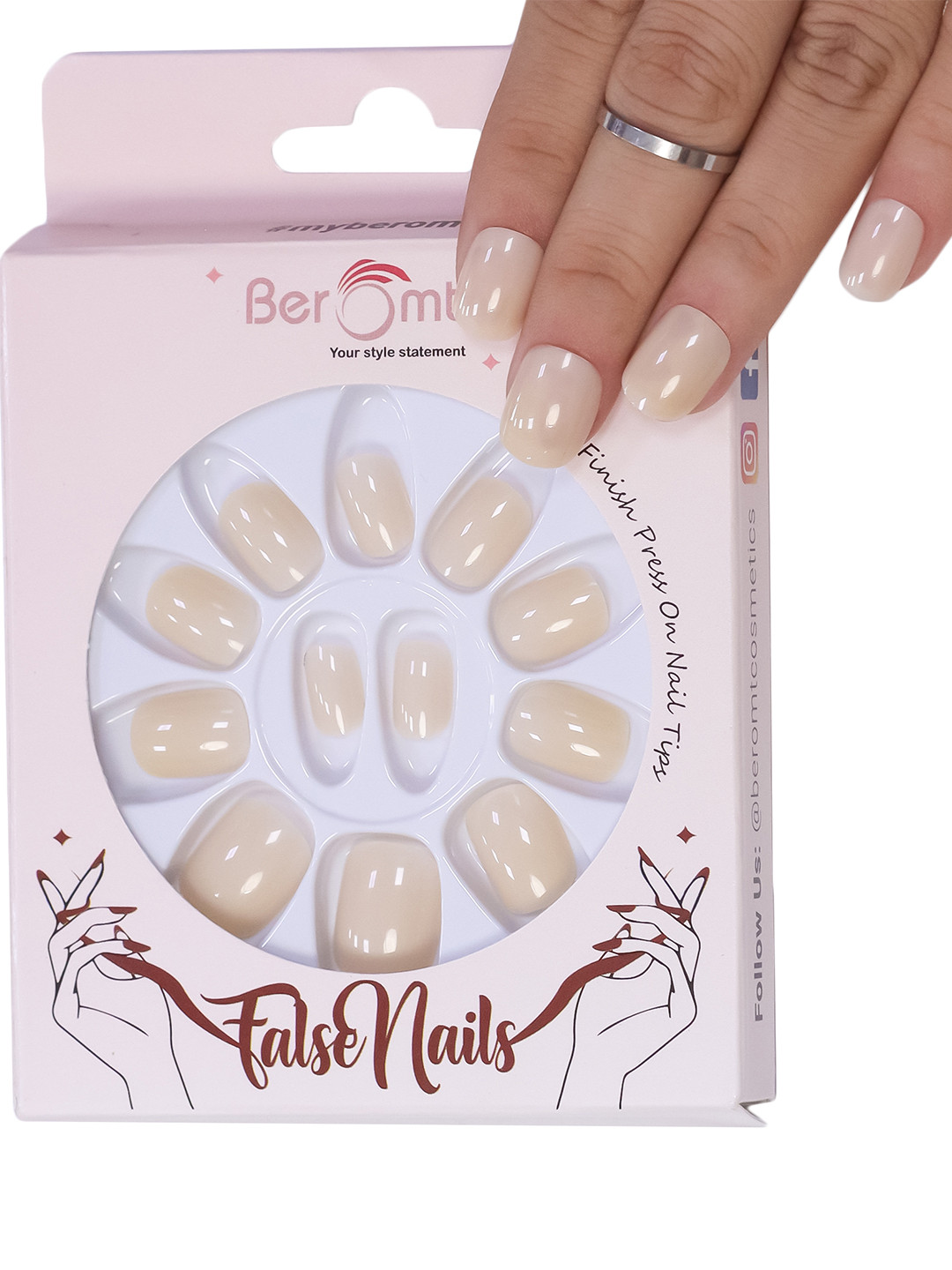 BEROMT 12 Pcs Long-Lasting Reusable Premium Glossy Salon Finish Press on Nails - Shade 303, Tan
BEROMT 12 Pcs Long-Lasting Reusable Premium Glossy Salon Finish Press on Nails - Shade 303, Tan