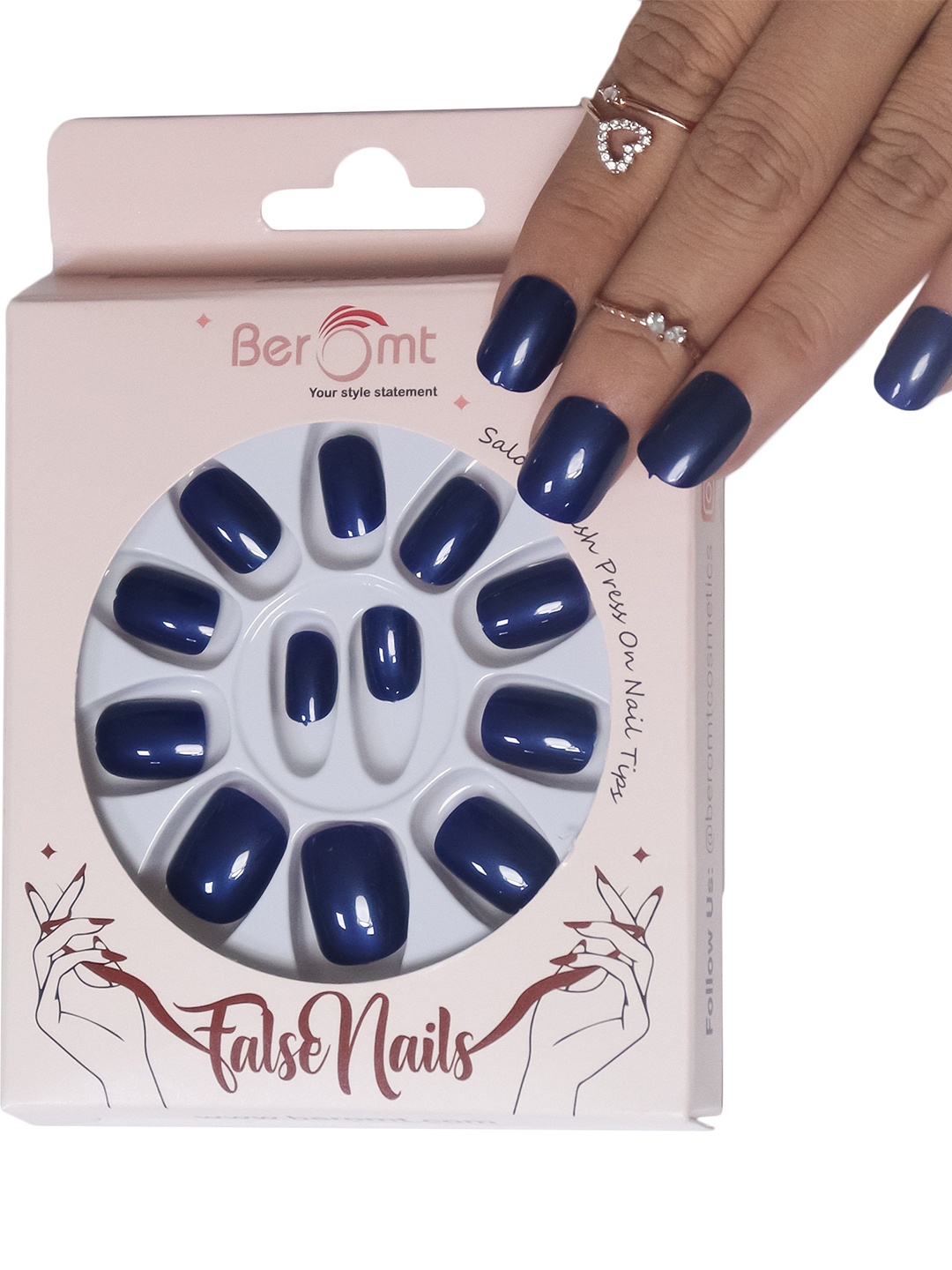 BEROMT 12 Pcs Long-Lasting Reusable Lightweight Salon Finish Press on Nail Tips - 330, Navy blue
BEROMT 12 Pcs Long-Lasting Reusable Lightweight Salon Finish Press on Nail Tips - 330, Navy blue