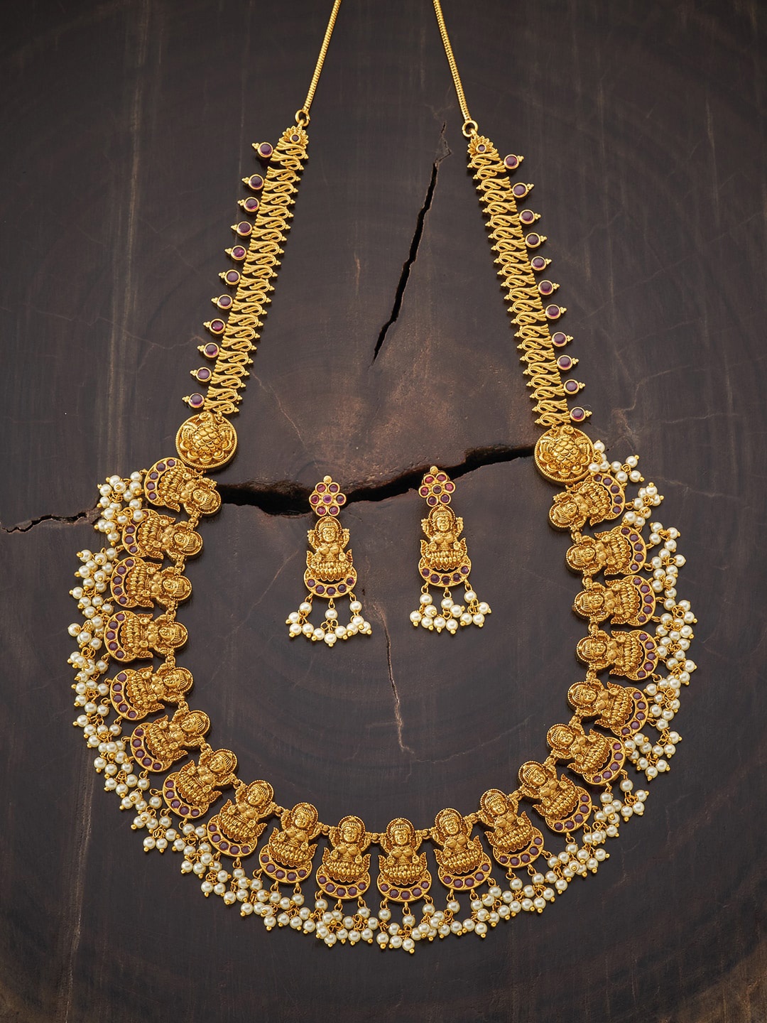 Kushal's Fashion Jewellery Gold-Plated White & Red Stone-Studded & Perl Beaded Antique Jewellery Set
Kushal's Fashion Jewellery Gold-Plated White & Red Stone-Studded & Perl Beaded Antique Jewellery Set