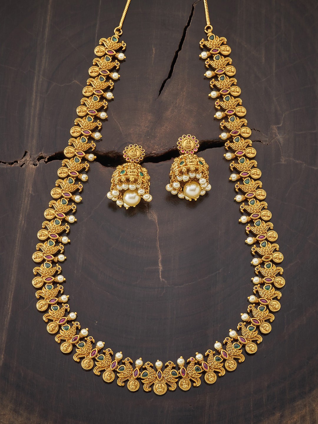 Kushal's Fashion Jewellery Gold Plated Red & Green Stone Studded Antique Jewellery Set
Kushal's Fashion Jewellery Gold Plated Red & Green Stone Studded Antique Jewellery Set
