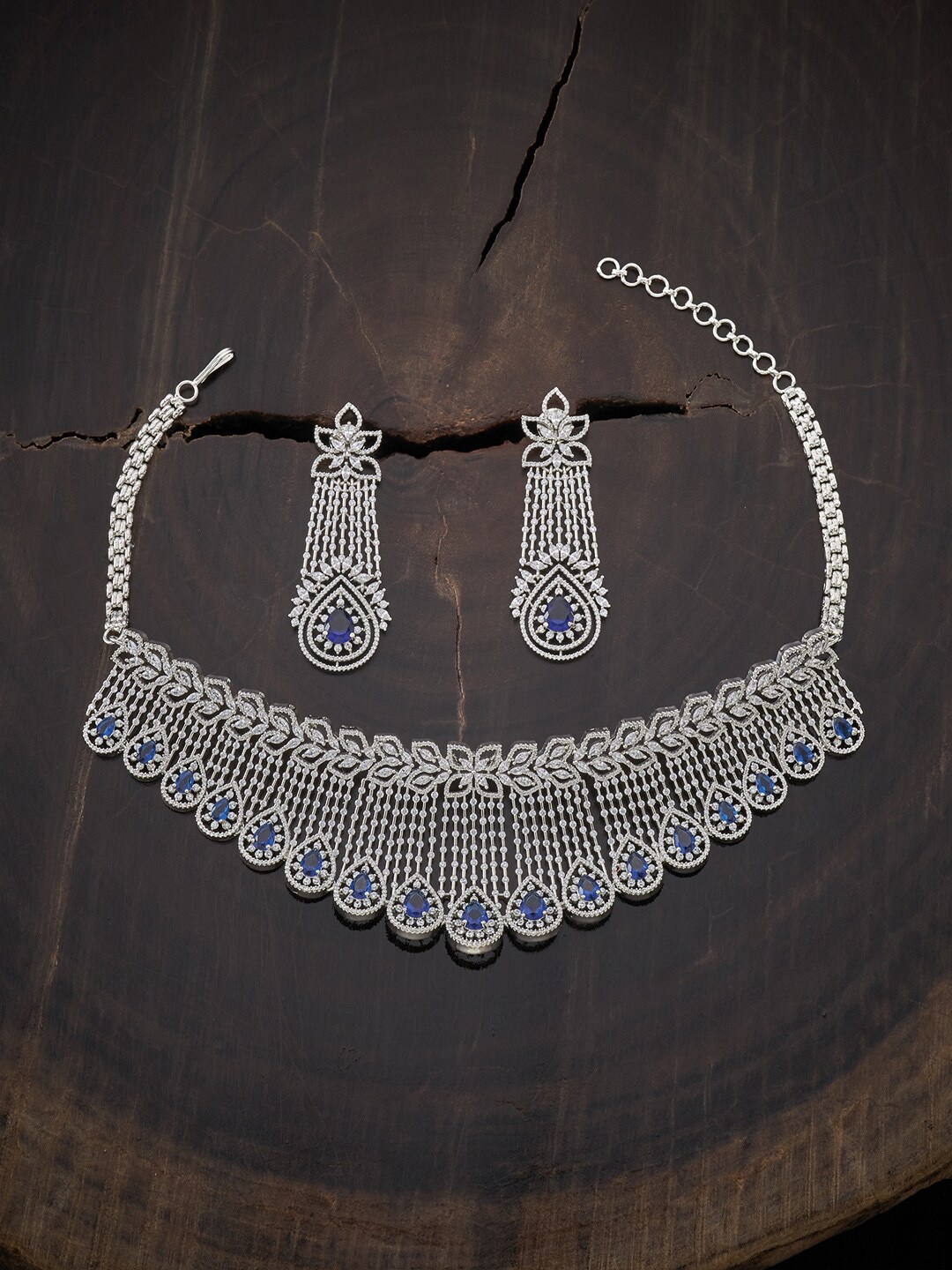 Kushal's Fashion Jewellery Rhodium-Plated Blue & White CZ-Studded & Beaded Jewellery Set
Kushal's Fashion Jewellery Rhodium-Plated Blue & White CZ-Studded & Beaded Jewellery Set