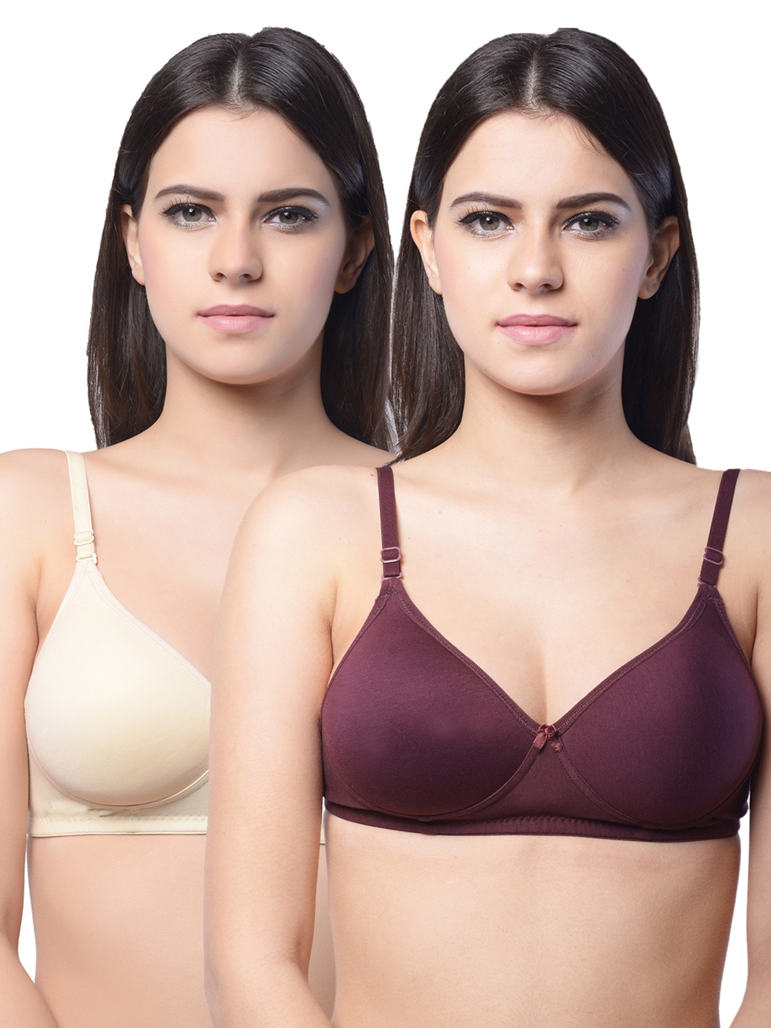 Lady Lyka Pack of 2 Full-Coverage T-shirt Bras, Burgundy