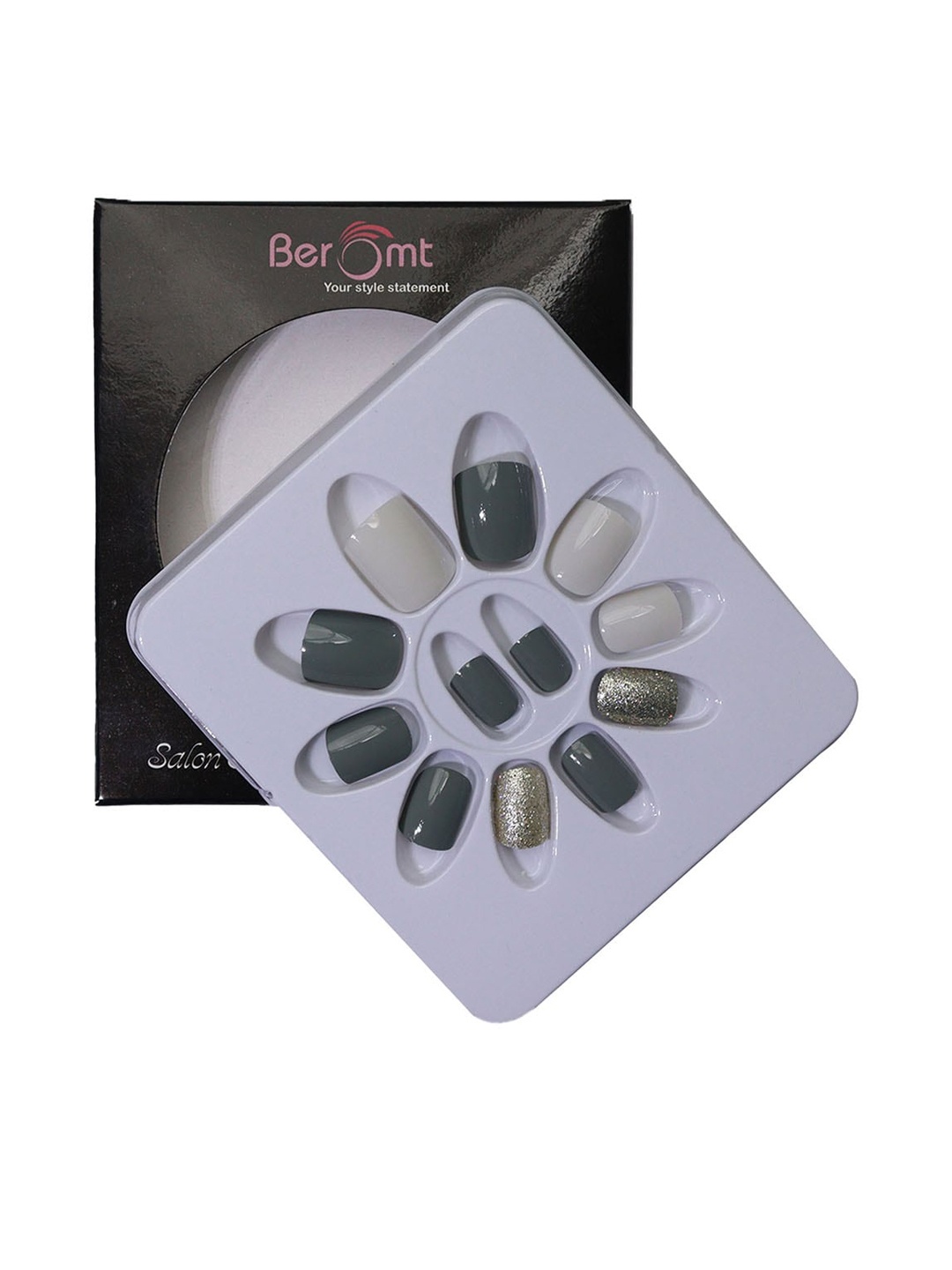 BEROMT 12 Pcs Long-Lasting Reusable Lightweight Salon Finish Press on Nail Tips-702, Charcoal
BEROMT 12 Pcs Long-Lasting Reusable Lightweight Salon Finish Press on Nail Tips-702, Charcoal