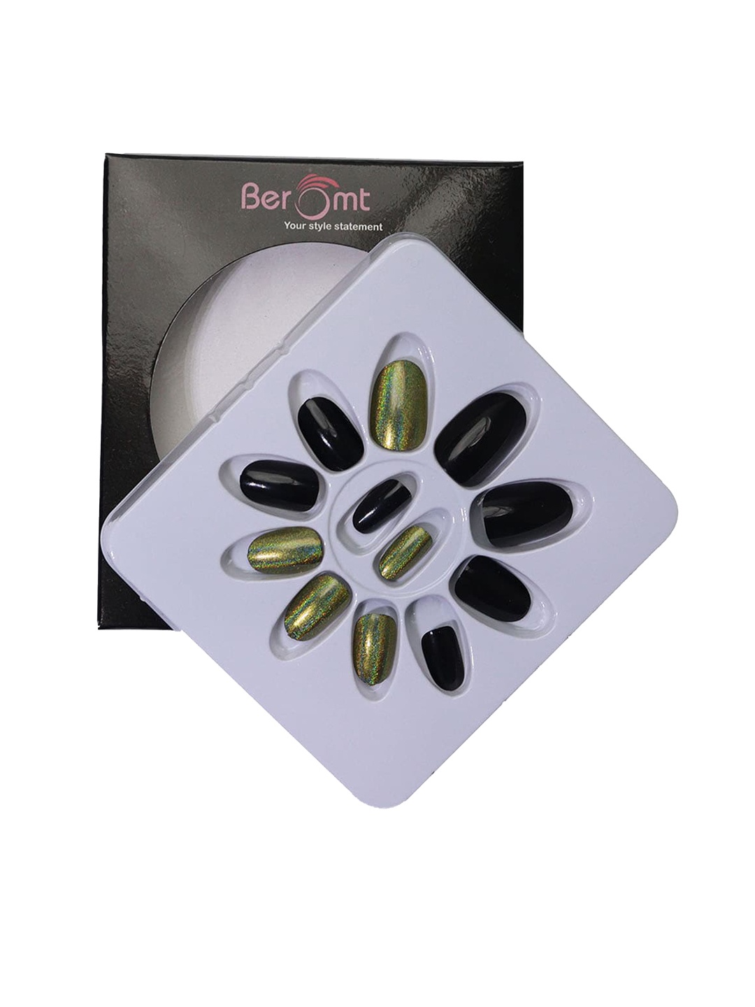 BEROMT 12 Pcs Long-Lasting Reusable Lightweight Salon Finish Press on Nail Tips - 695, Black
BEROMT 12 Pcs Long-Lasting Reusable Lightweight Salon Finish Press on Nail Tips - 695, Black