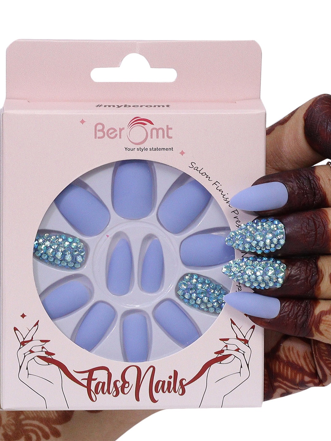 BEROMT Long-Lasting Reusable Lightweight Salon Finish Press on Nail Tips - Shade 626, Blue
BEROMT Long-Lasting Reusable Lightweight Salon Finish Press on Nail Tips - Shade 626, Blue
