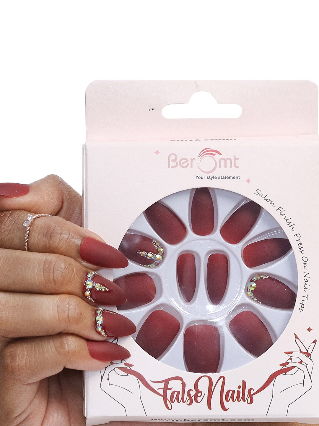 BEROMT Long-Lasting Reusable Lightweight Salon Finish Press on Nail Tips - Shade 616, Maroon
BEROMT Long-Lasting Reusable Lightweight Salon Finish Press on Nail Tips - Shade 616, Maroon