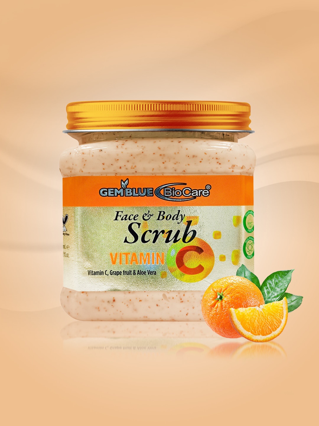 GEMBLUE BioCare Paraben Free Vitamin C Face & Body Scrub with Grape Fruit - 385 ml, Orange
GEMBLUE BioCare Paraben Free Vitamin C Face & Body Scrub with Grape Fruit - 385 ml, Orange