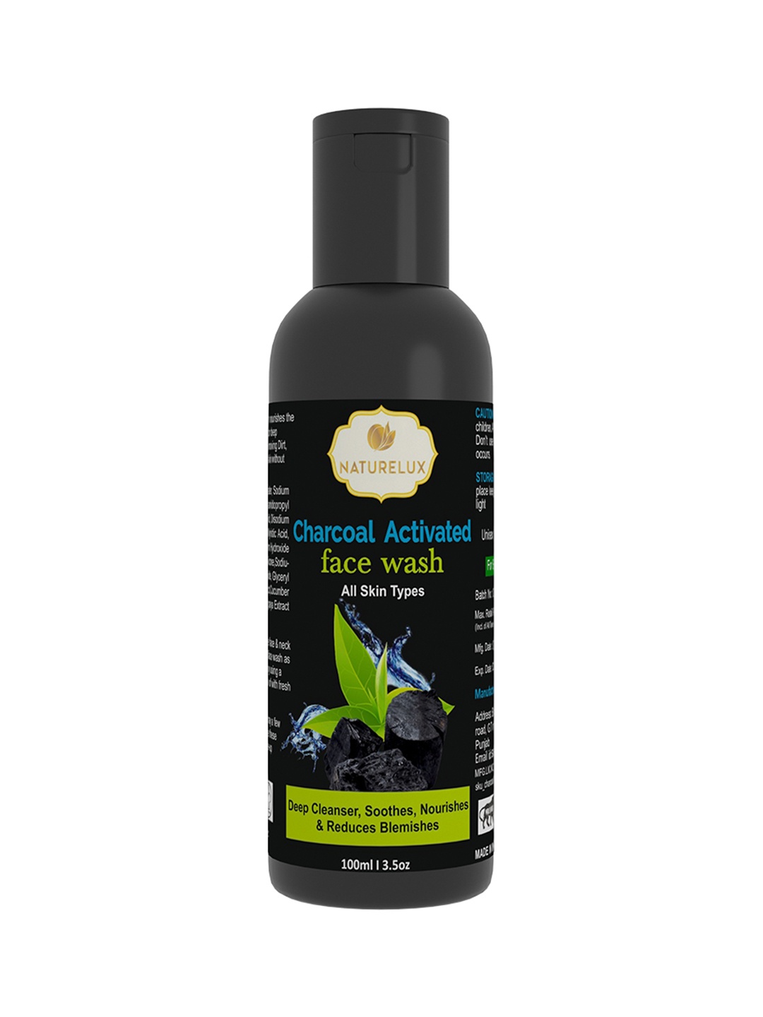 NATURELUX Charcoal Activated Face Wash for All Skin Types to Reduce Blemishes - 100 ml, Black
NATURELUX Charcoal Activated Face Wash for All Skin Types to Reduce Blemishes - 100 ml, Black
