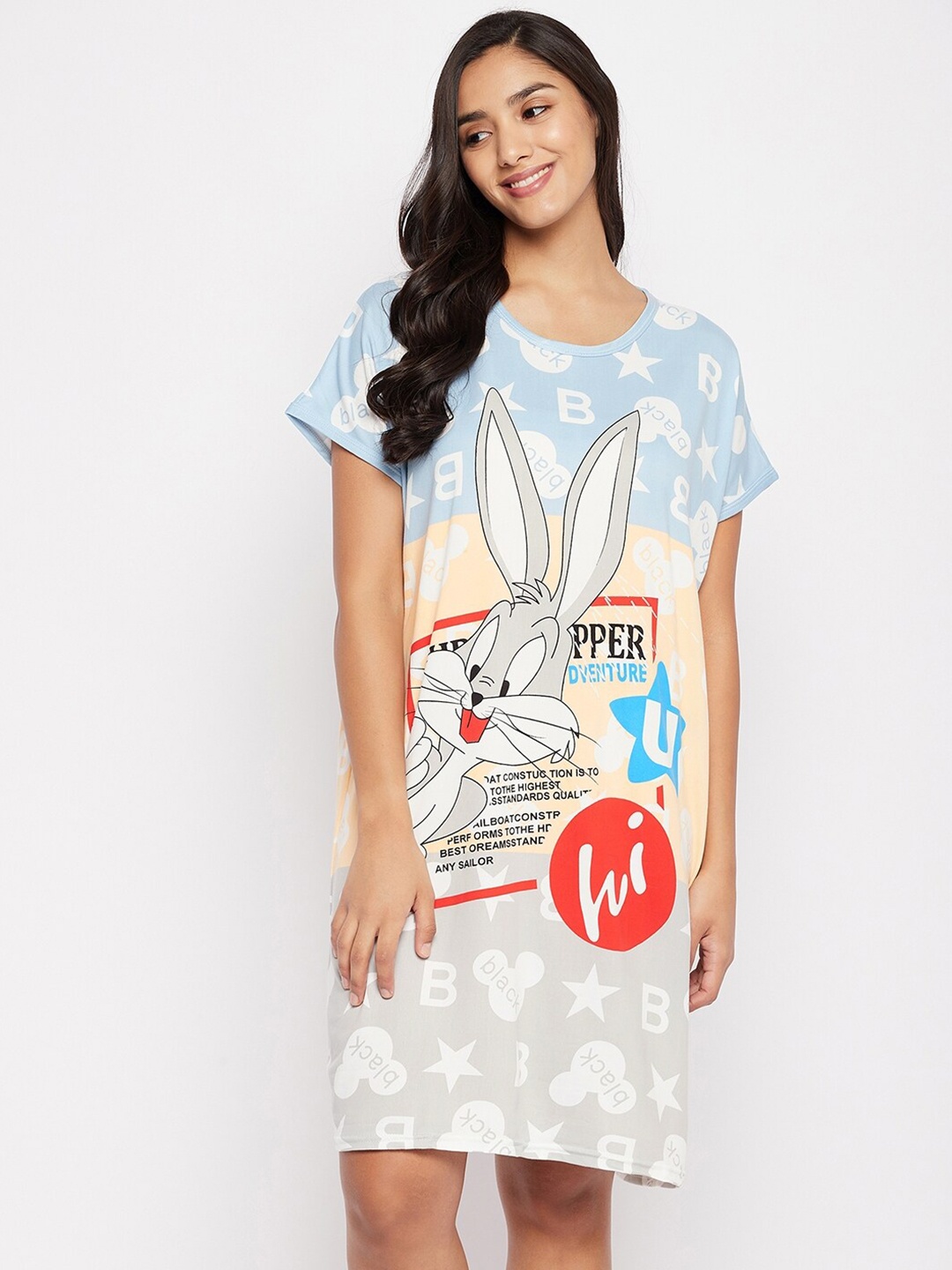 Camey Blue Printed Nightdress