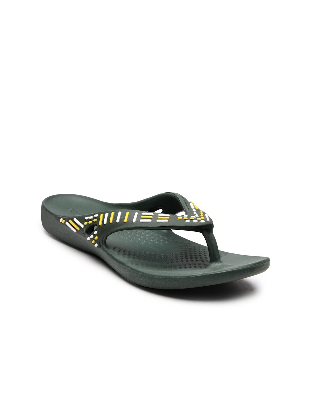 DA NATURO ITALY Women Green & Yellow Rubber Slip-On