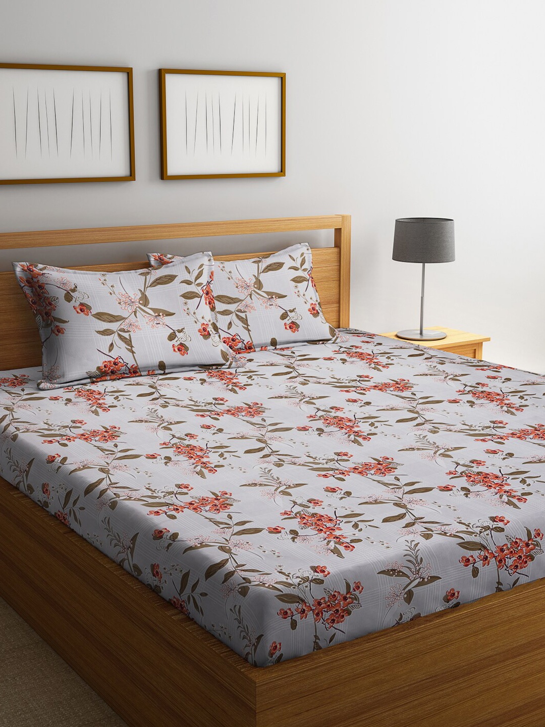 KLOTTHE Floral 300 TC Cotton Blend Super King Double Bedsheet with 2 Pillow Covers, Multi
KLOTTHE Floral 300 TC Cotton Blend Super King Double Bedsheet with 2 Pillow Covers, Multi