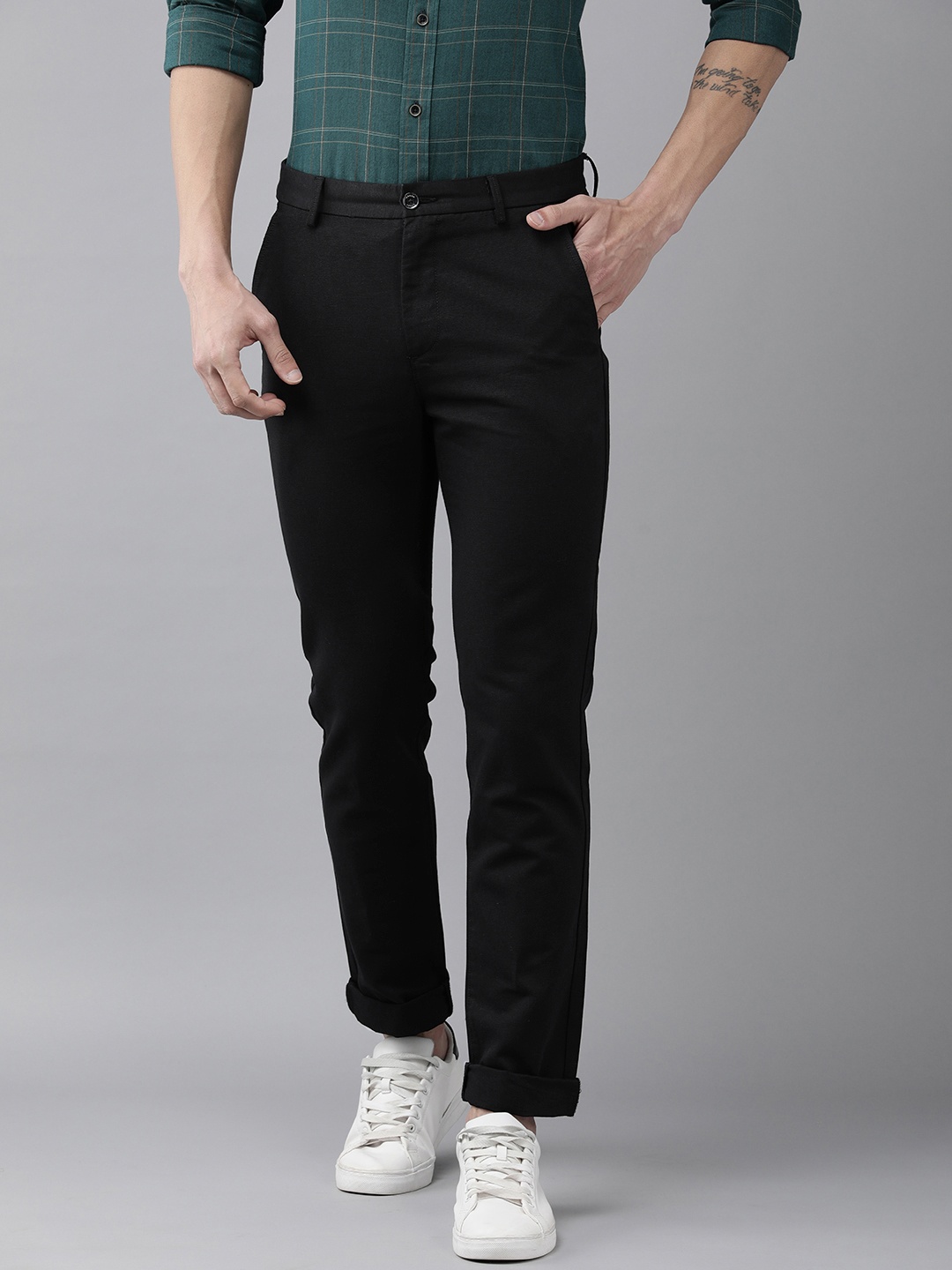 Arrow Sport Men Black Original Super Slim Fit Mid-Rise Plain Woven Pure Cotton Trousers
Arrow Sport Men Black Original Super Slim Fit Mid-Rise Plain Woven Pure Cotton Trousers