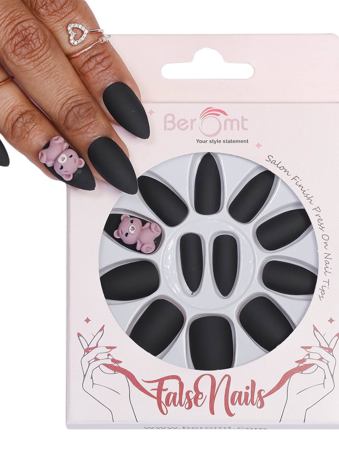 BEROMT 12 Pcs Long-Lasting Reusable Lightweight Salon Finish Press on Nail Tips - 49, Black
BEROMT 12 Pcs Long-Lasting Reusable Lightweight Salon Finish Press on Nail Tips - 49, Black