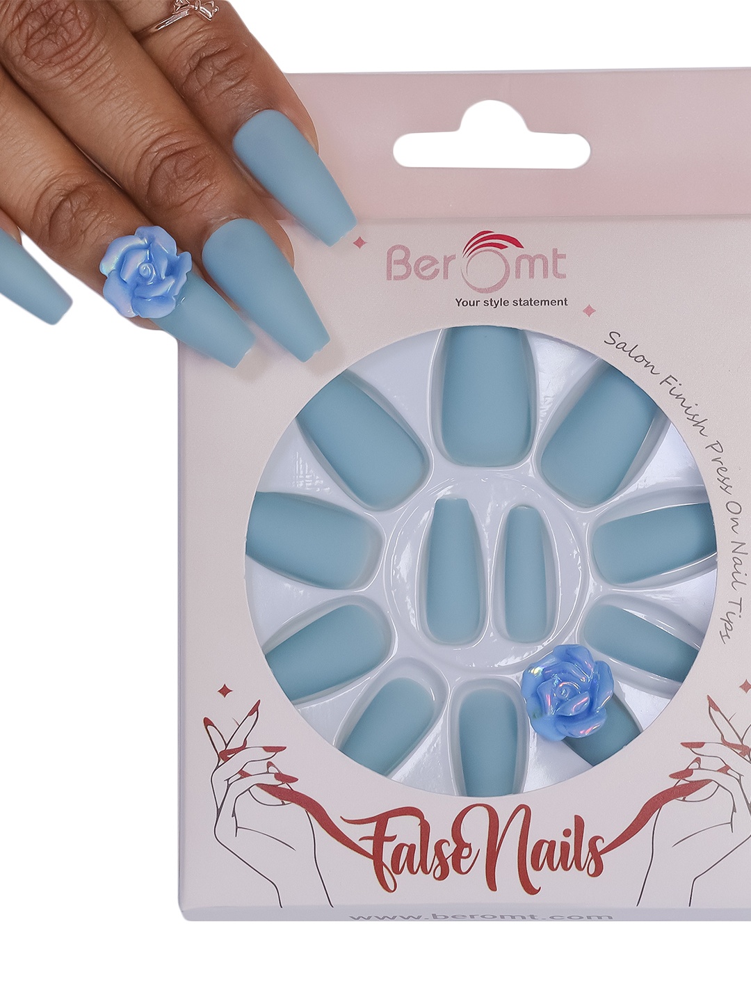 BEROMT 12 Pcs Long-Lasting Reusable Lightweight Salon Finish Press on Nail Tips - 46, Blue
BEROMT 12 Pcs Long-Lasting Reusable Lightweight Salon Finish Press on Nail Tips - 46, Blue