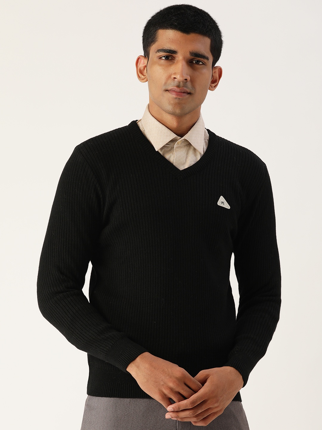 Monte Carlo Men Black Ribbed Pullover