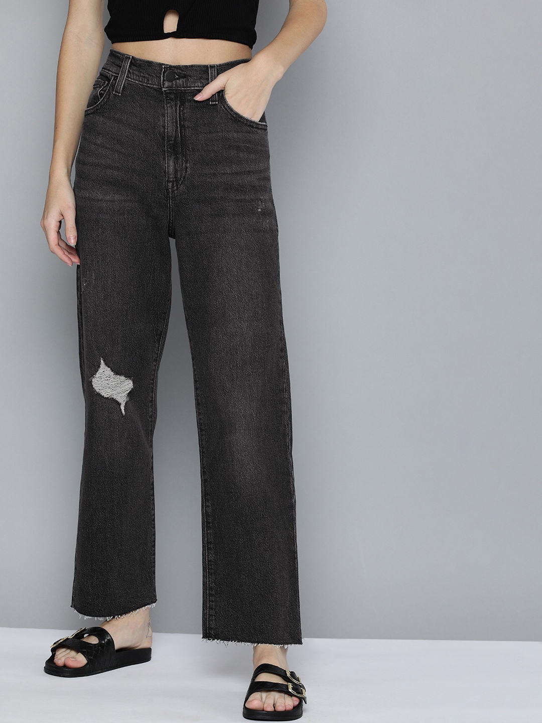 Levis Women Charcoal Straight Fit High-Rise Low Distress Light Fade Stretchable Jeans
Levis Women Charcoal Straight Fit High-Rise Low Distress Light Fade Stretchable Jeans