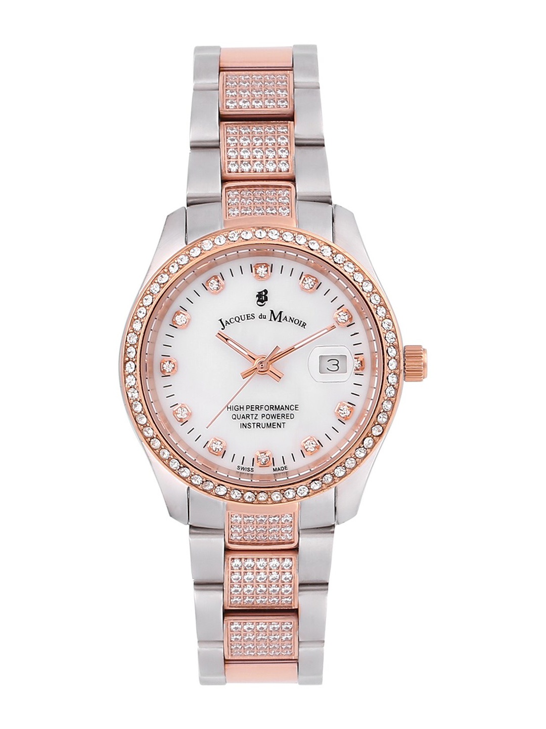 JACQUES du MANOIR Women White Brass Embellished Dial & Silver Toned Stainless Steel Bracelet Style Straps Watch
JACQUES du MANOIR Women White Brass Embellished Dial & Silver Toned Stainless Steel Bracelet Style Straps Watch