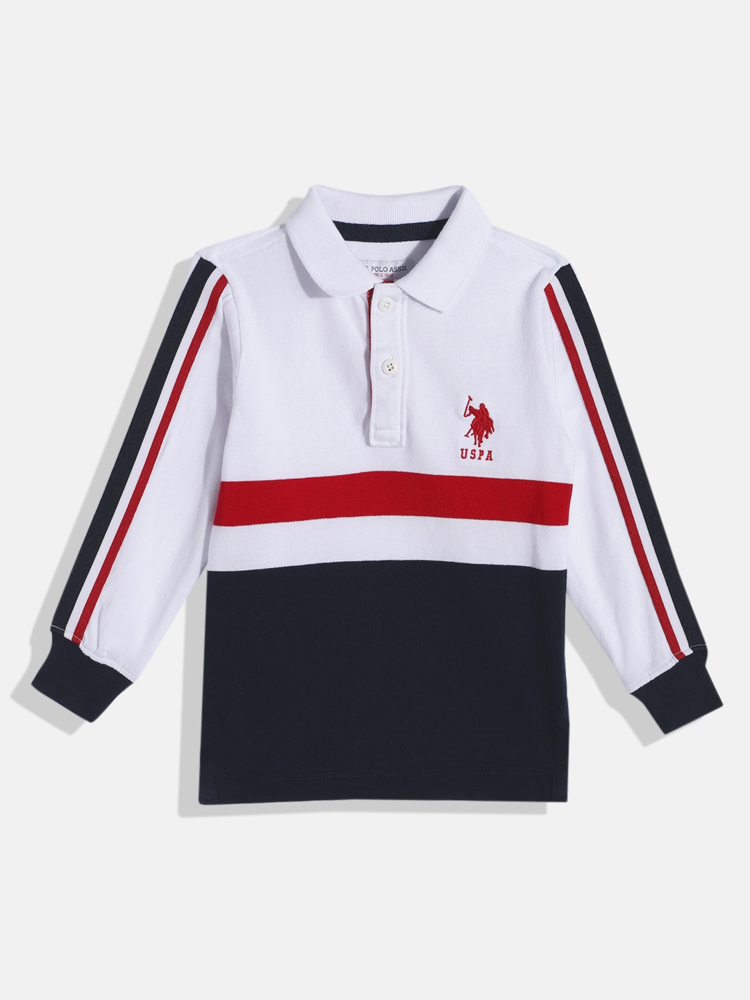 U.S. Polo Assn. Kids Boys Colourblocked Polo Collar Pure Cotton T-shirt With Taping Detail, White
U.S. Polo Assn. Kids Boys Colourblocked Polo Collar Pure Cotton T-shirt With Taping Detail, White