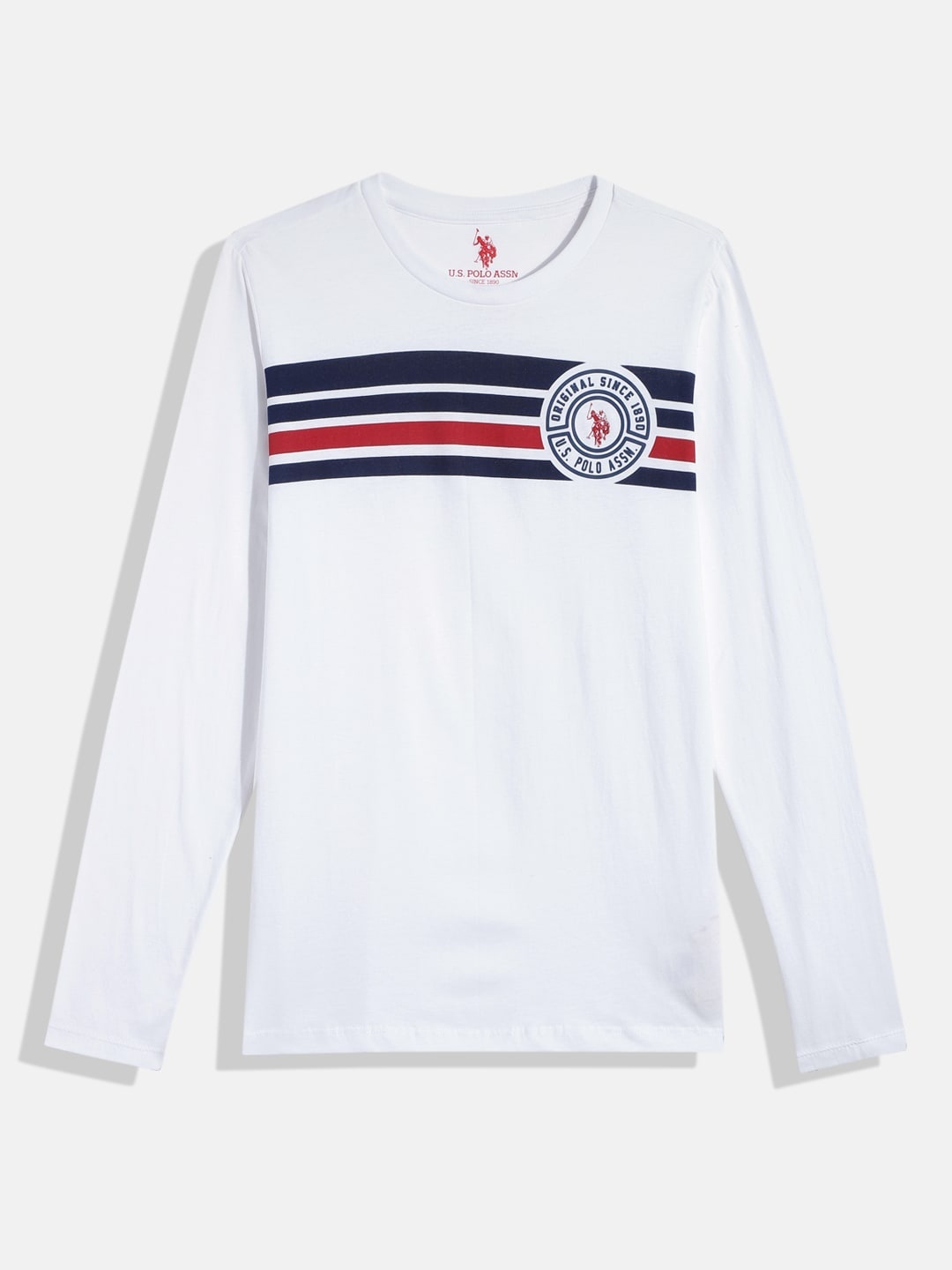U.S. Polo Assn. Kids Boys White Striped Pure Cotton T-shirt with Brand Logo Print Detail
U.S. Polo Assn. Kids Boys White Striped Pure Cotton T-shirt with Brand Logo Print Detail