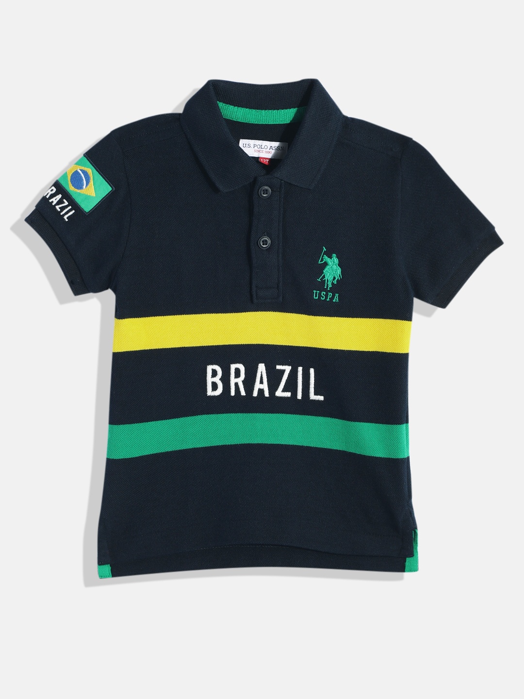 U.S. Polo Assn. Kids Boys Printed & Striped Pure Cotton Polo Collar T-shirt, Navy blue
U.S. Polo Assn. Kids Boys Printed & Striped Pure Cotton Polo Collar T-shirt, Navy blue