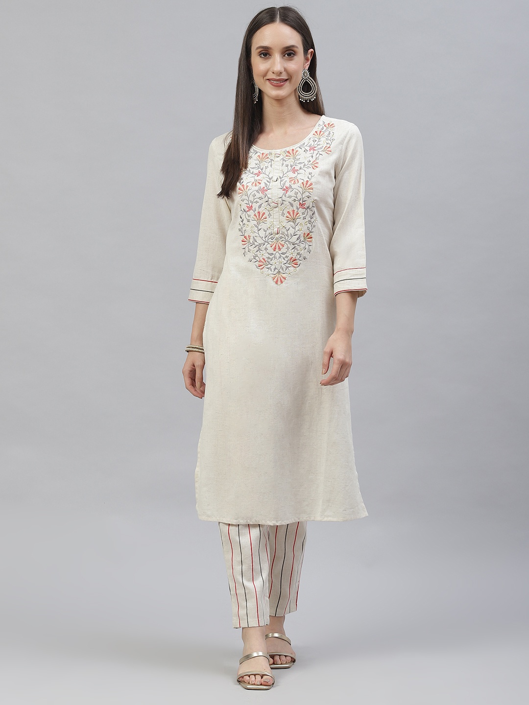 INDYES Women Cream-Coloured Ethnic Motifs Yoke Design Pure Cotton Kurta with Trousers
INDYES Women Cream-Coloured Ethnic Motifs Yoke Design Pure Cotton Kurta with Trousers