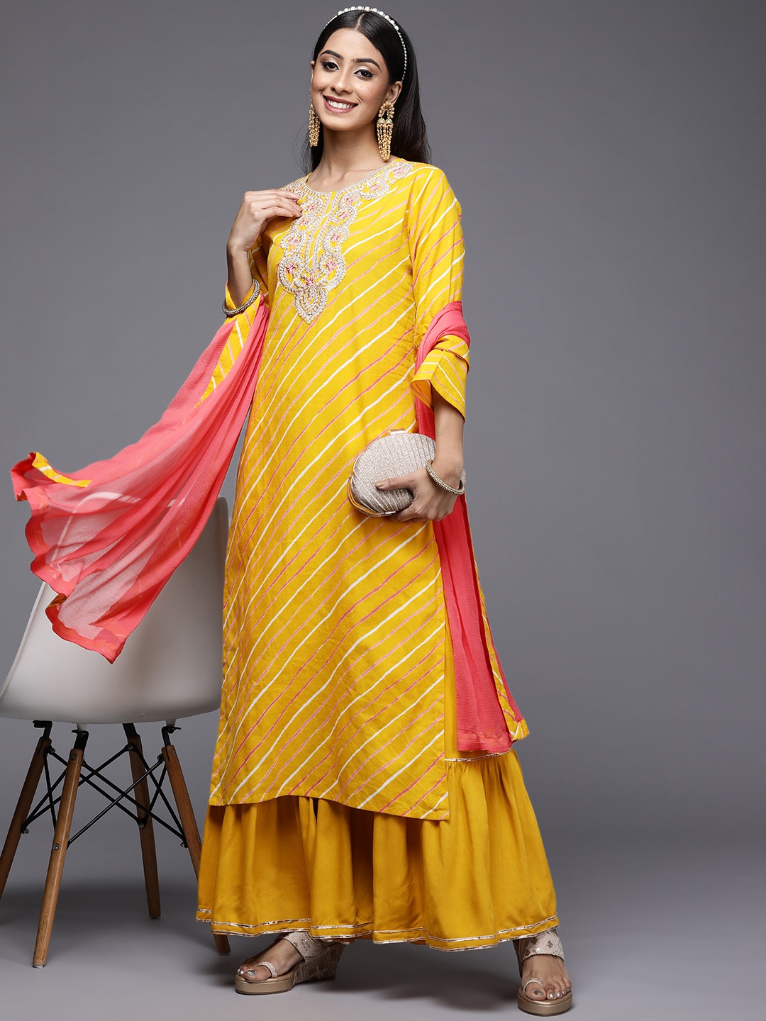 Indo Era Women Mustard Yellow Printed Pure Cotton Kurta with Sharara & With Dupatta
Indo Era Women Mustard Yellow Printed Pure Cotton Kurta with Sharara & With Dupatta