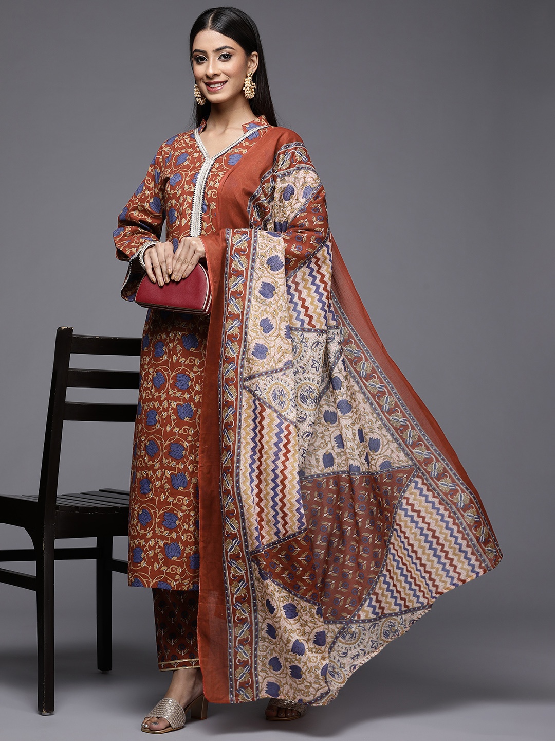 Indo Era Women Rust Ethnic Motifs Printed Pure Cotton Kurta with Palazzos & With Dupatta
Indo Era Women Rust Ethnic Motifs Printed Pure Cotton Kurta with Palazzos & With Dupatta