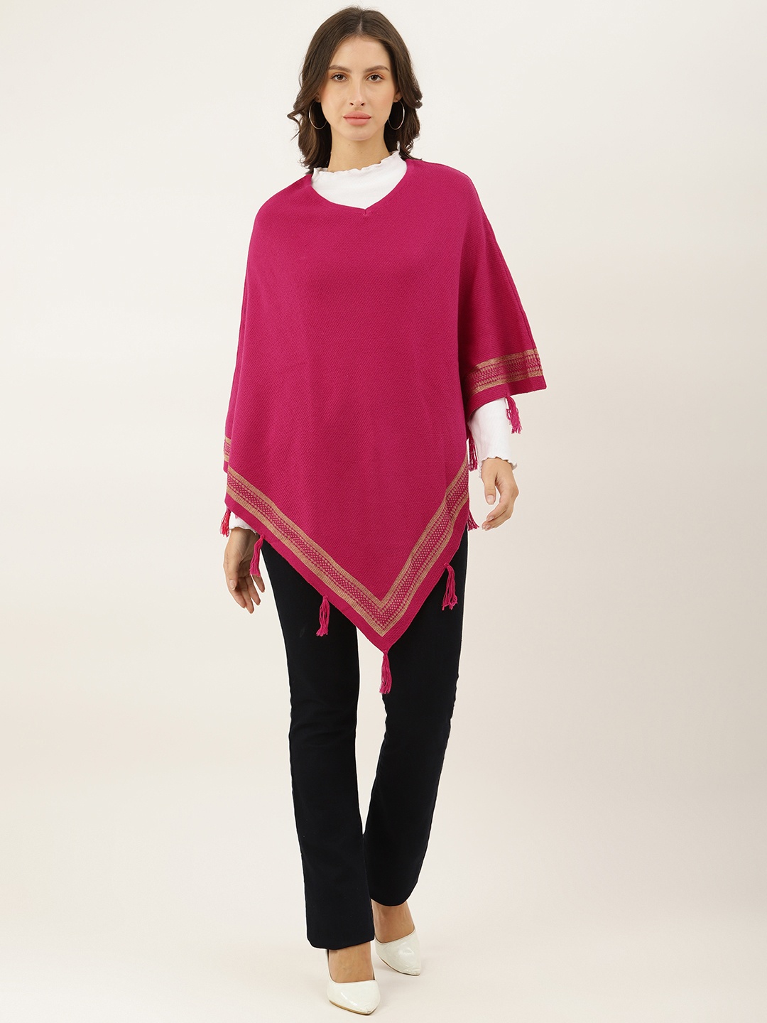 American Eye Women Pink Longline Poncho