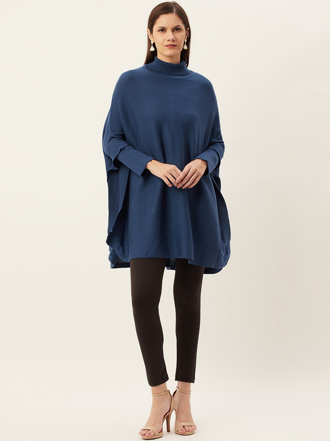 American Eye Women Blue Solid Longline Pullover
